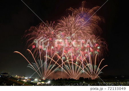 常総きぬ川花火大会 野村花火工業 グランドフィナーレ の写真素材