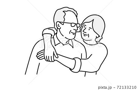 Elderly Woman Hugs Her Husband のイラスト素材