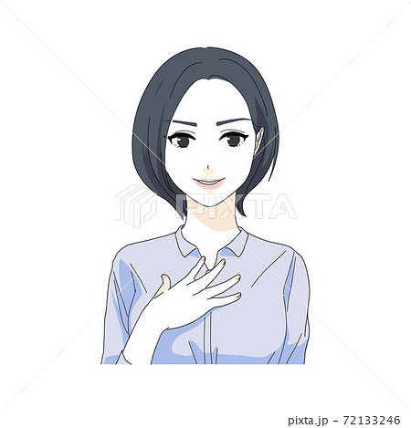 おまかせくださいと言う女性 72133246