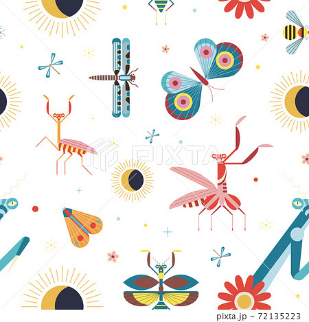 Meadow Insects Geometric Pattern Meadow Insects Geometric Pattern 72135223