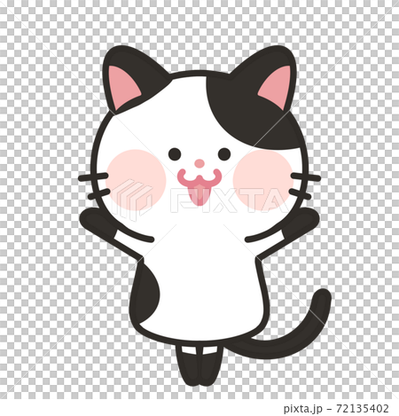 バンザイ　猫　イラスト　キャラクター 72135402