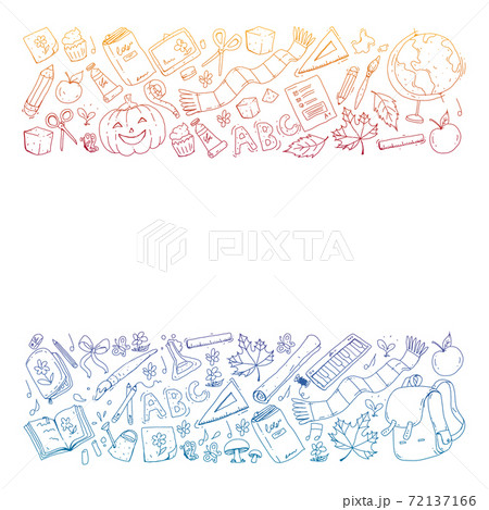 Back to school vector pattern. Education icons for children. 72137166