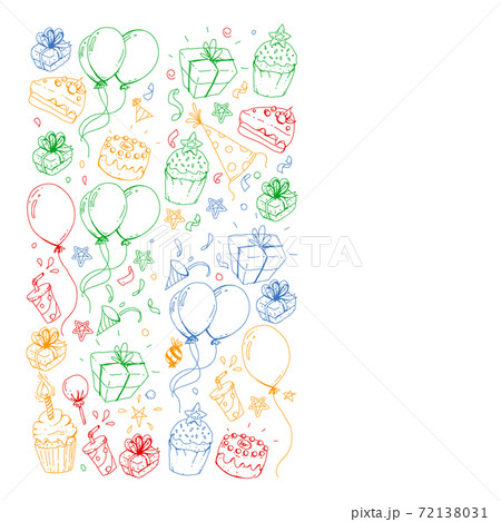 Birthday party. Pattern for invitations, banners, templates. 72138031