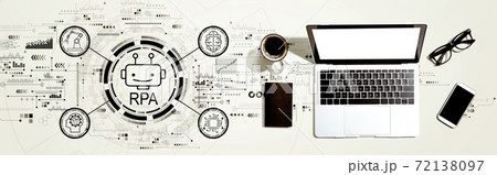 Robotic Process Automation theme with a laptop computer 72138097