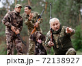 Family Man and Sons Hunting with Pointer Dog. 72138927