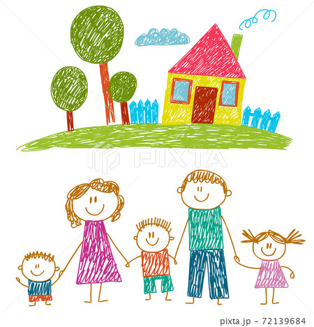 Happy Family With One Child Near Their House Stock Illustration - Download  Image Now - Family, House, Simple Living - iStock