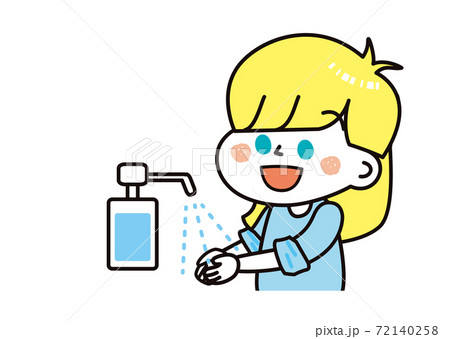 感染症対策 白人女の子 アルコール消毒 感染症対策 白人女の子 アルコール消毒 72140258