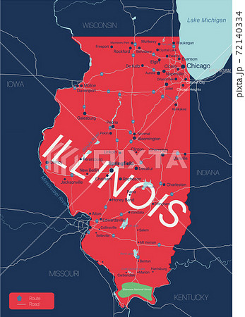 Illinois state detailed editable map 72140334