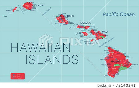 Hawaii state detailed editable map Hawaii state detailed editable map 72140341