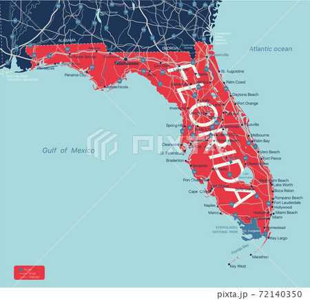 Florida state detailed editable map 72140350