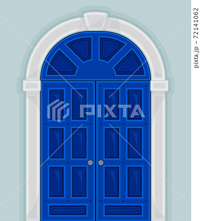Arched Blue Double Door as Building Entrance Exterior Vector Illustration 72141062