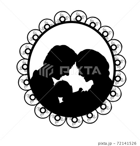 Silhouette in frame happy parents father and mother holding newborn baby 72141526