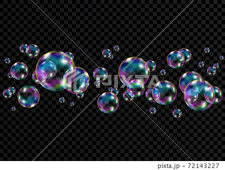 Colorful soap  bubbles with rainbow reflection. 72143227
