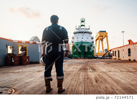 Marine Deck Officer or Chief mate on deck of offshore vessel or ship Marine Deck Officer or Chief mate on deck of offshore vessel or ship 72144571