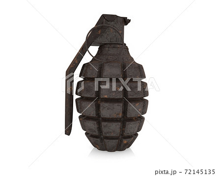 Old rusty hand grenade on a white background Old rusty hand grenade on a white background 72145135