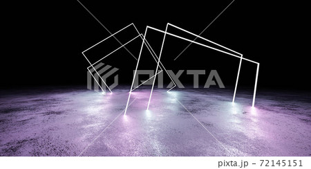 abstract neon lights on concrete surface background geometric shapes 3d render illustration 72145151