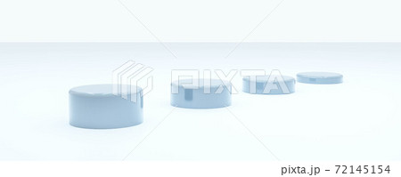 round dark podiums on white concrete surface with reflections 3d render illustration modern design 72145154