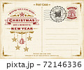 Vintage Christmas Typography Postcard. Editable EPS10 vector illustration in retro woodcut style with gradient mesh and transparency. 72146336