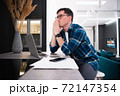 Portrait of a thoughtful young businessman working remotely from home using laptop 72147354