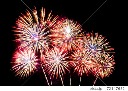 Abstract colorful firework display for celebration anniversary 72147682