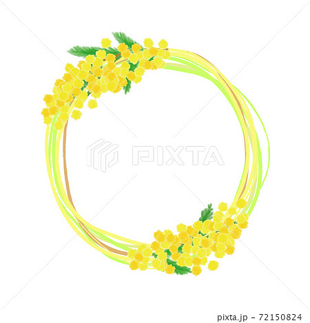 ミモザと明るい色のツタでできたリース 72150824