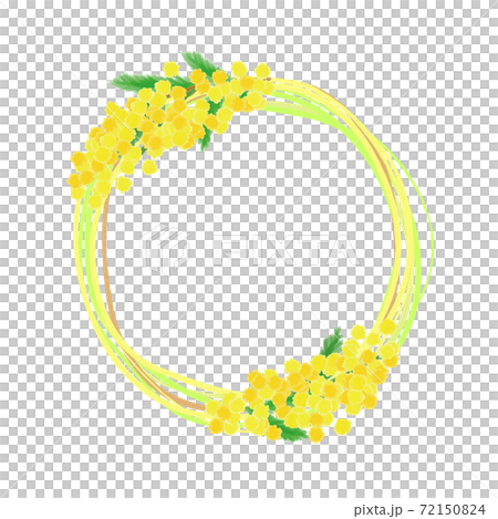 ミモザと明るい色のツタでできたリース 72150824