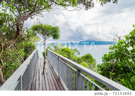 Walkway to the top viewpoint of Koh Hong island new landmark to see Beautiful scenery view 360 degree at Thailand. Walkway to the top viewpoint of Koh Hong island new landmark to see Beautiful scenery view 360 degree at Thailand. 72151693