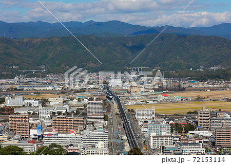 高知県 高知市の町並み 高速道路の写真素材