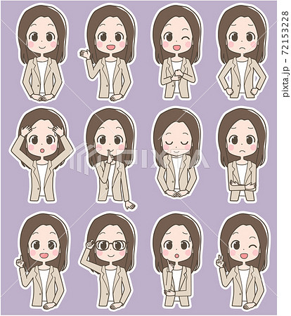 ビジネスウーマン 表情セットのイラスト素材