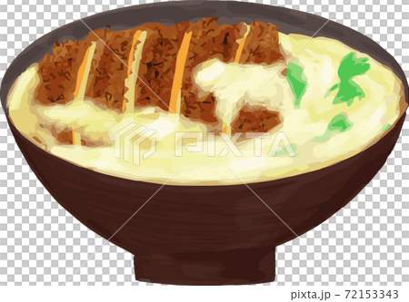 美味しそうな手書きのカツ丼のイラストのイラスト素材