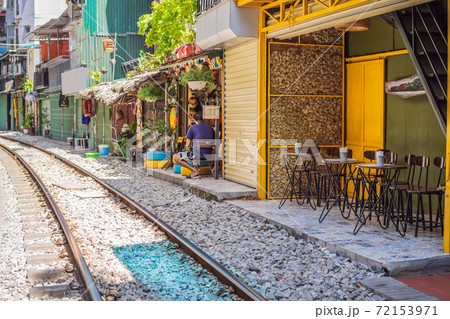 Hanoi train street, old house and railroad in Hanoi, Vietnam 72153971