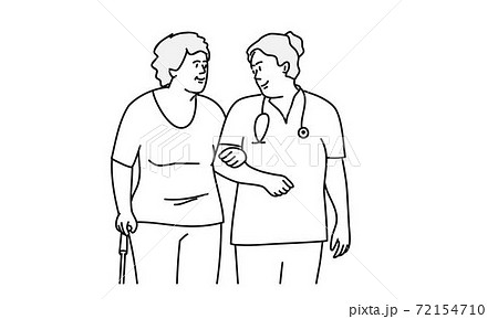 Nurse and elderly woman for a walk. 72154710