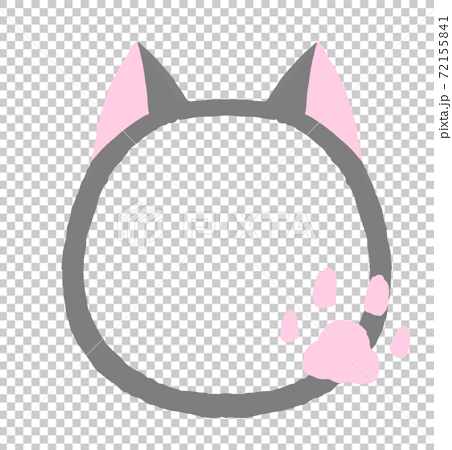 猫 フレーム 肉球 黒 ピンク おしゃれのイラスト素材