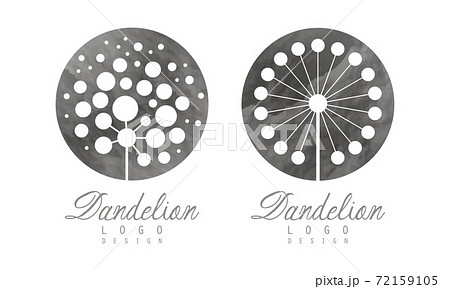 Light Dandelion Fluffy Flower Head as Logo Design Vector Set 72159105