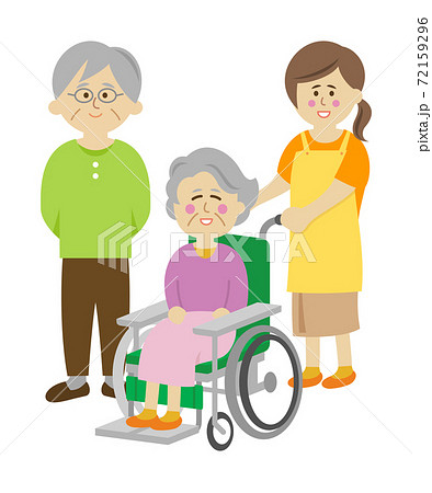 車椅子の高齢者と介護士のイラストイメージのイラスト素材 車椅子の高齢者と介護士のイラストイメージのイラスト素材