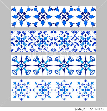 Set of azulejos portuguese traditional ornamental tile borders 72160147