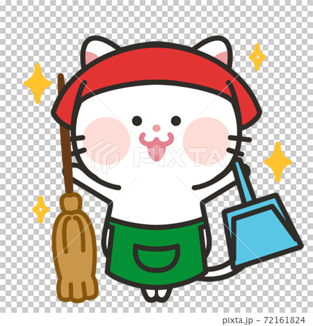 Cleaning cat white cat - Stock Illustration [72161824] - PIXTA