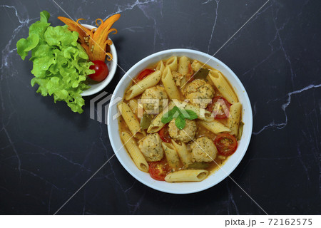 Macaroni Chicken Meatballs Soup Italian food Macaroni Chicken Meatballs Soup Italian food 72162575