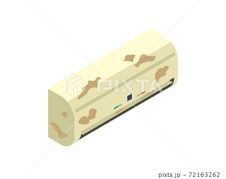 汚れがひどい古く黄ばんだエアコン 72163262