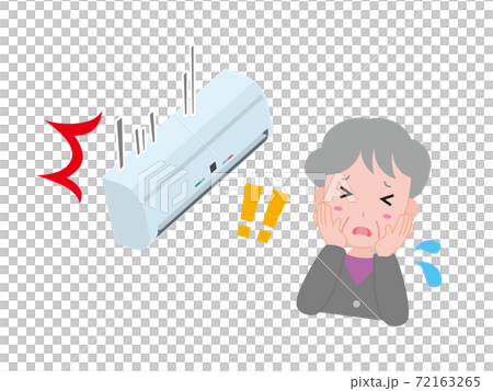 エアコンが落下し驚いているおばあさん 72163265