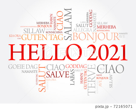 Hello 2021 word cloud in different languages of the world 72165071