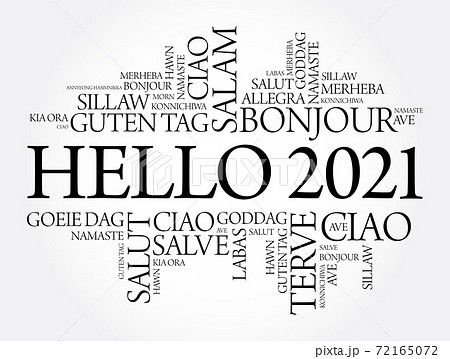 Hello 2021 word cloud in different languages of the world 72165072