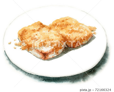 アナログ水彩安倍川餅きなこ餅皿のイラスト素材