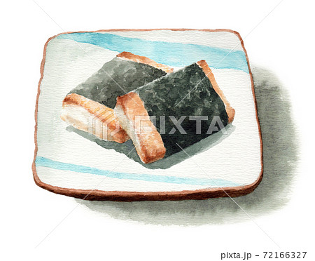 アナログ水彩磯辺巻磯辺焼餅角皿 72166327