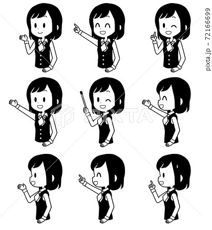 女性事務員 表情セットのイラスト素材