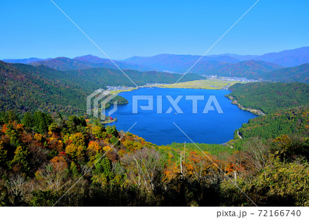 よく晴れた日の賤ヶ岳から琵琶湖・余呉湖を望む 72166740