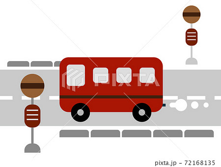 バスとバス停 イラストのイラスト素材