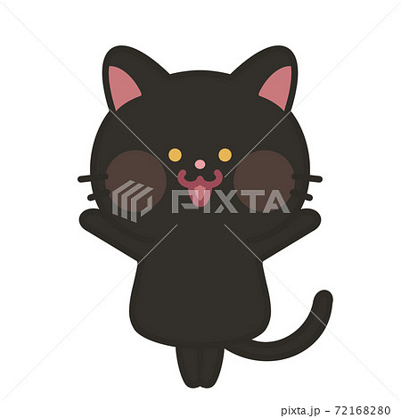 バンザイ 猫 イラスト キャラクター 黒猫のイラスト素材