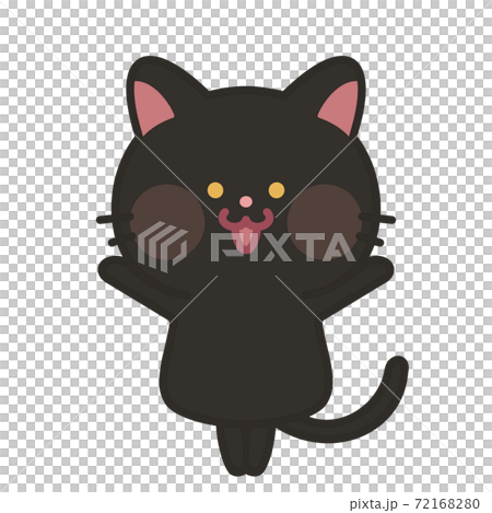 バンザイ 猫 イラスト キャラクター 黒猫のイラスト素材