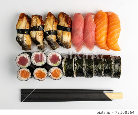 Big Set of Various Japanese Sushi Food Closeup Big Set of Various Japanese Sushi Food Closeup 72168364